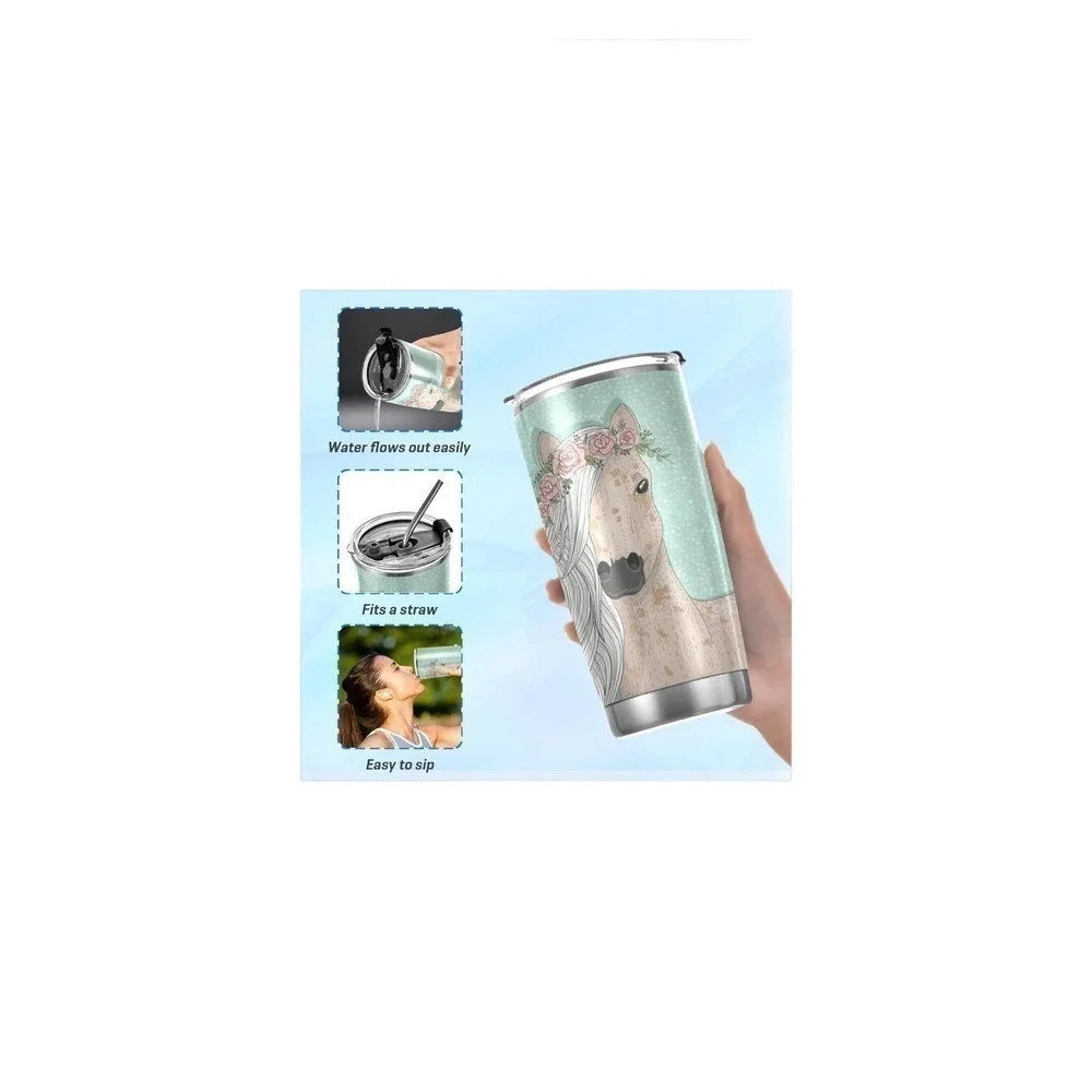 Horse with flowers fairytale Insulated Tumbler cup 20 oz